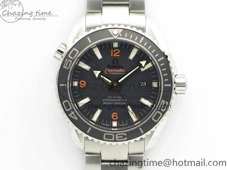 0415 Planet Ocean Pro 45mm OMF 1:1 Best Edition Orange Marker On SS Bracelet A8500 (Black Balance Wheel) Durable 8141